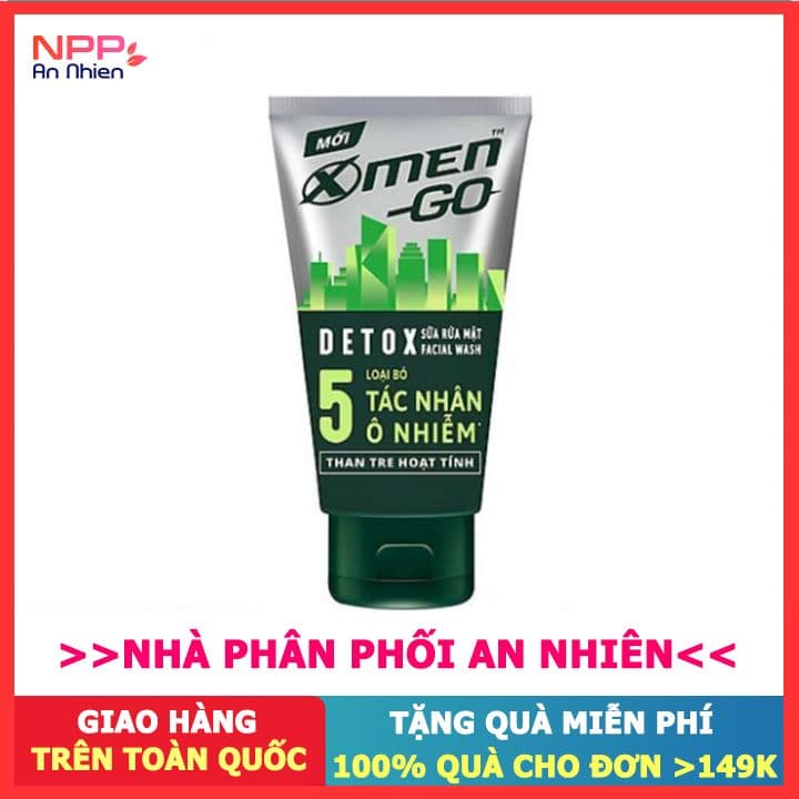Sữa rửa mặt X-Men Go DETOX Than Tre Hoạt Tính 100G- NPP AN NHIÊN