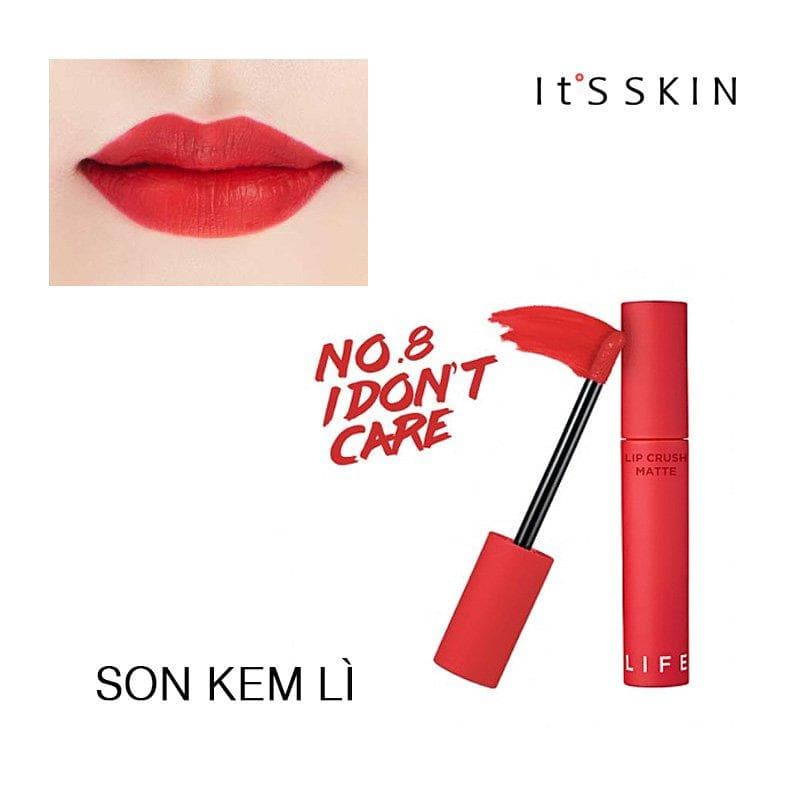 Son kem siêu lì Its Skin Life Color Lip Crush Matte #08 đỏ tươi
