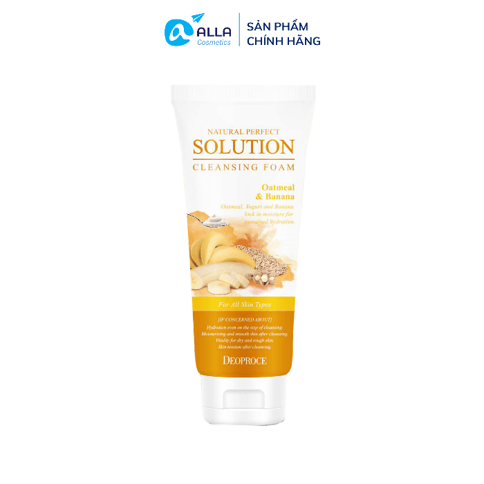 [HCM]Sữa Rửa Mặt Làm Sạch Tạo Lớp Màng Độ Ẩm Cho Da DEOPROCE Natural Perfect Solution Cleansing Foam Oatmeal & Banana 170g