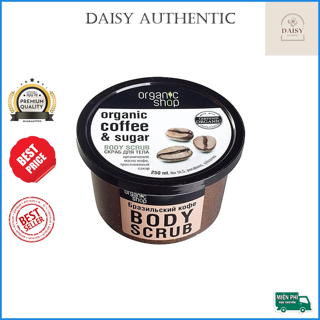 [Hàng Chính Hãng ]Kem tẩy da chết body cafe Organic Dưỡng Da Trắng Sáng Của Nga.