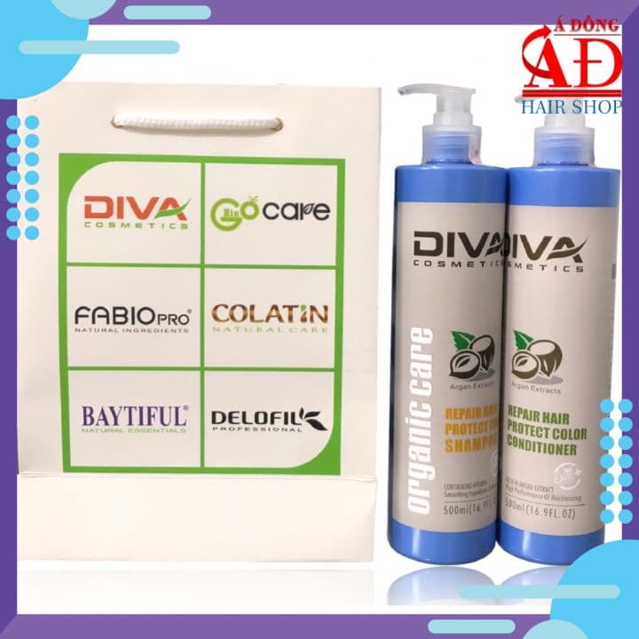 Bộ dầu gội xả phục hồi giữ màu DIVA Collagen Hair Repair Protect Color 500ml*2