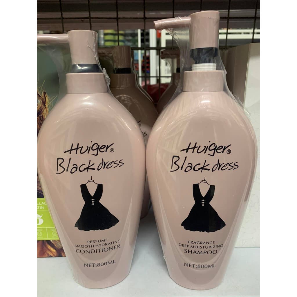 Cặp dầu gội xả hương nước hoa HUIGER Black Dress 800ml x2