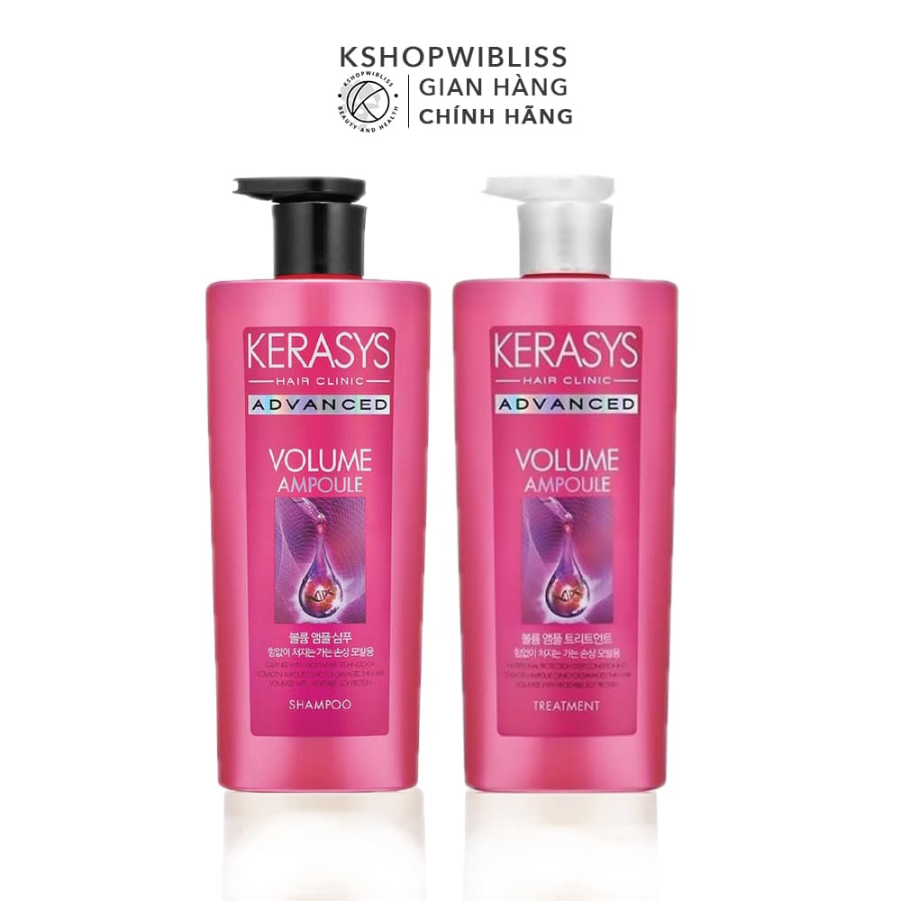 Combo Gội Xả Phục Hồi Tóc Chắc Khỏe Kerasys Advanced Ampoule Volume (2x600ml)