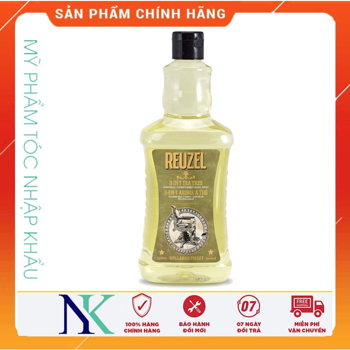 [HCM]Dầu Gội - Dầu Xã - Sữa Tắm Reuzel 3-In-1 Tea Tree 1000Ml