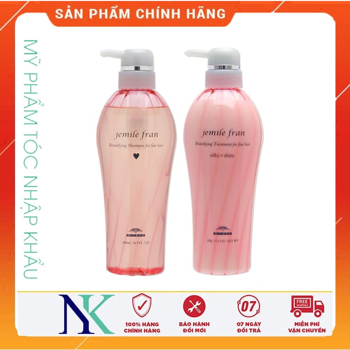 [HCM]Dầu Gội Xả Milbon Jemile Fran (Heart) Cho Tóc Khô Xơ Hư Tổn 500Ml