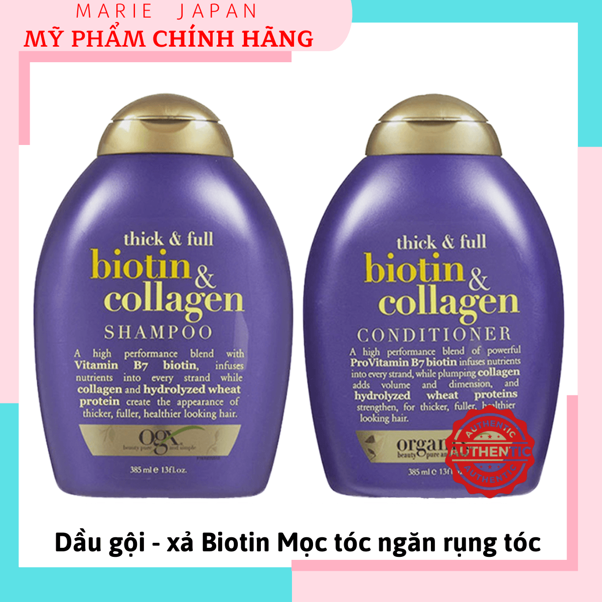 Set Dầu Gội 385ml + Dầu Xả Biotin 385ml Usa