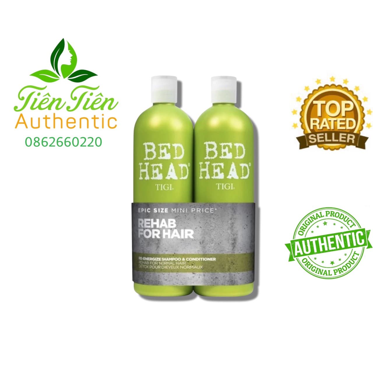 Cặp Dầu Gội Xả Phục Hồi Tóc Hư Tổn Tigi Bed Head Số 1 - Màu Xanh Lá