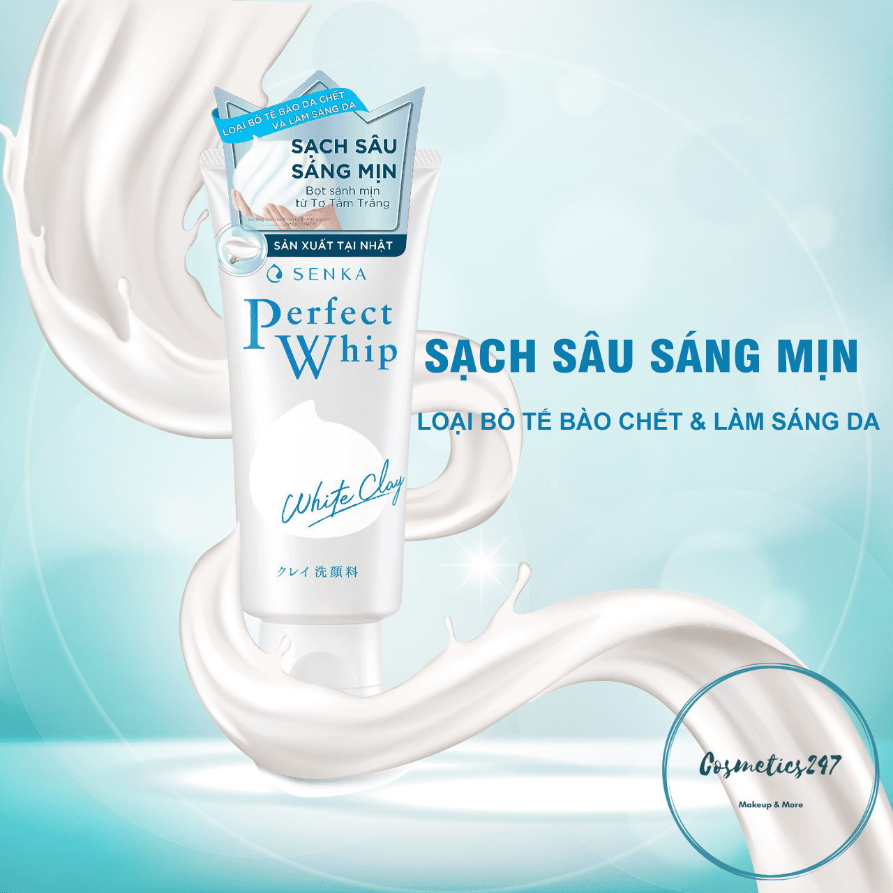 Sữa rửa mặt Senka Perfect White Clay 120g tạo bọt chiết xuất đất sét trắng