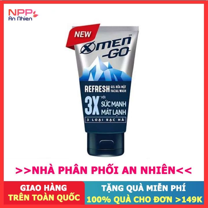 Sữa rửa mặt X-Men Go REFRESH 3 Loại Bạc Hà 100G- NPP AN NHIÊN