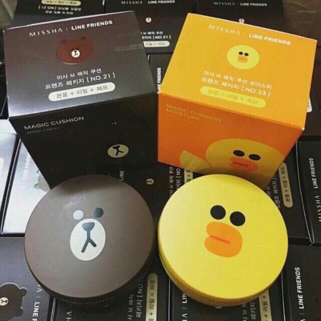 Phấn nước Missha M Cushion Line Friend Gấu Brown No 21. Tự nhiên 15g [ Thêm lõi ]