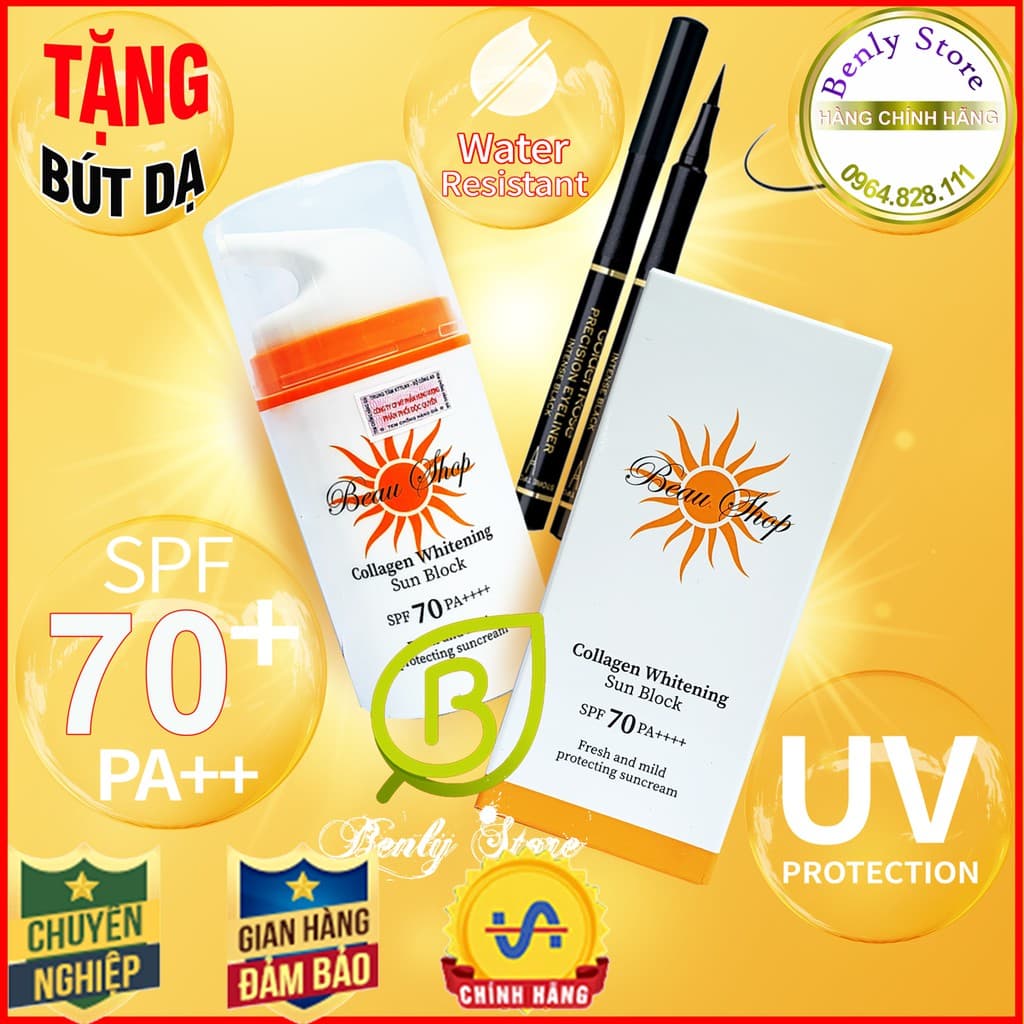 Kem chống nắng SPF70 nâng tông collagen Instagram Hàn Quốc