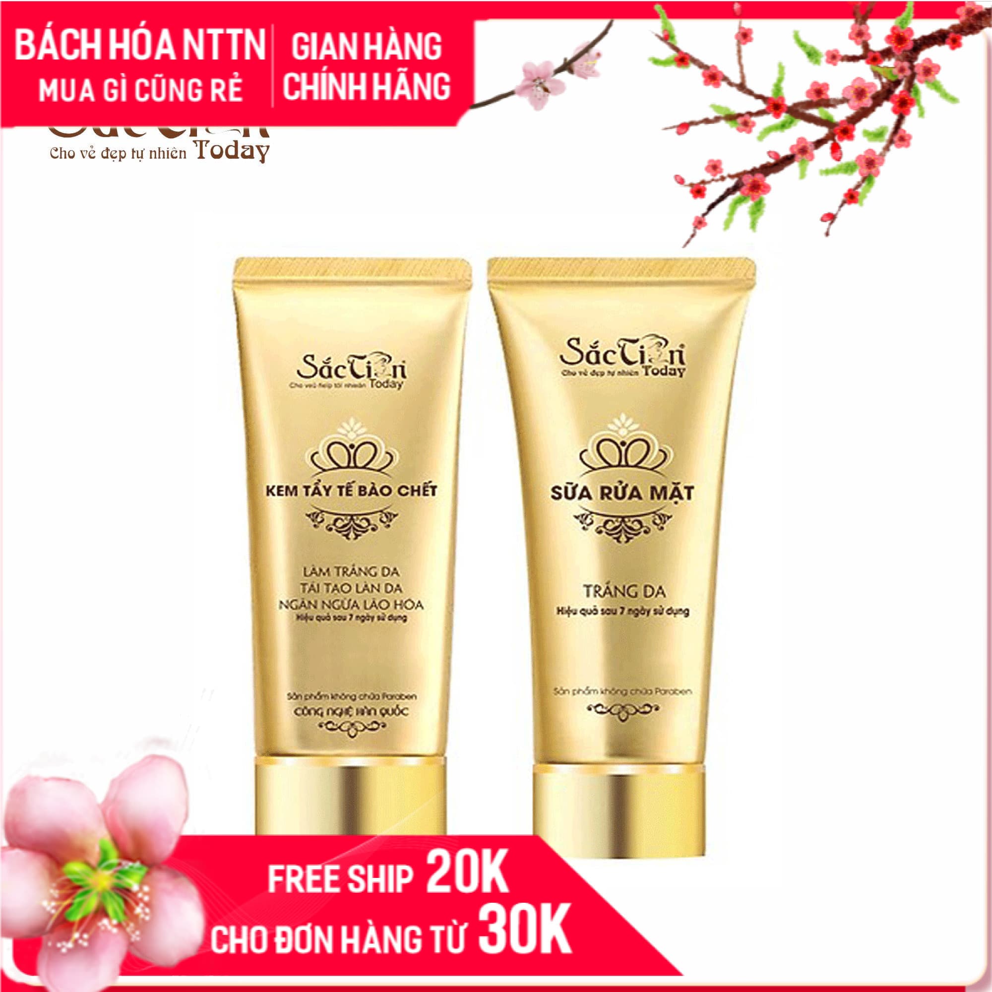 Combo Sữa rửa mặt trắng da sạch mụn 100ml cho namnữ và Kem tẩy tế bào chết 120ml bổ sung độ ẩm dùng cho cả da mặt và body Sắc Tiên Today công nghệ Hàn Quốc