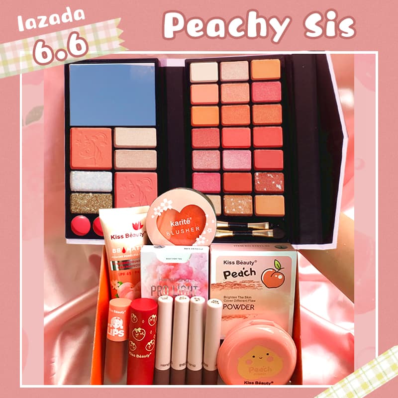 [HCM][Peachy Sis] Trọn bộ mỹ phẩm trang điểm 10 món giá hạt dẻ kiss beauty (1xBB kem +1x phấn phủ trang điểm +Khay trang điểm 31 màu +1x má hồng +1x mascara +1x Kẻ mắt +2x Son bóng +1x Matte Lip Glaze +1x son môi)
