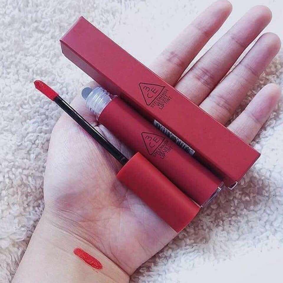 Son 3CE velvet lip tint màu đỏ lạnh