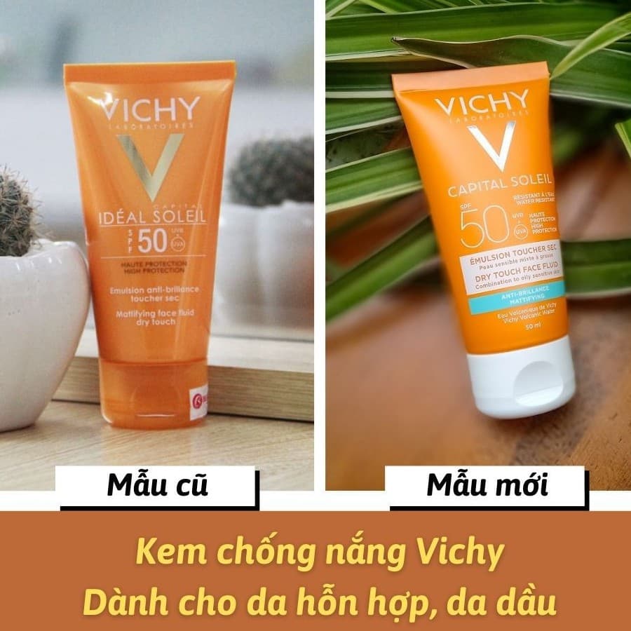 [HCM]Kem chống nắng không gây nhờn rít SPF 50 UVA +UVB Vichy Ideal Soleil Mattifying Face Fluid Dry Touch 50ml