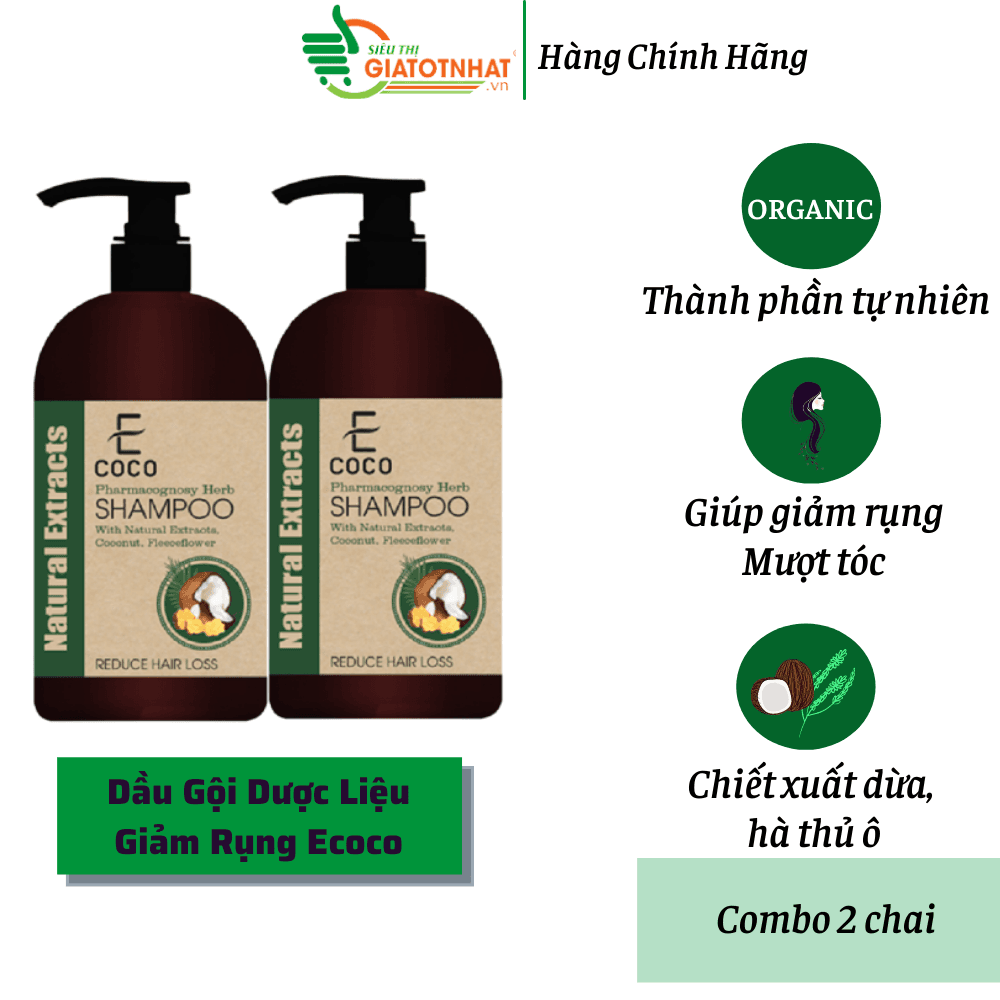 [HCM]Dầu gội dược lệu trị rụng tóc với chiết xuất dừa hà thủ ô Ecoco 336g( Combo 2 chai)