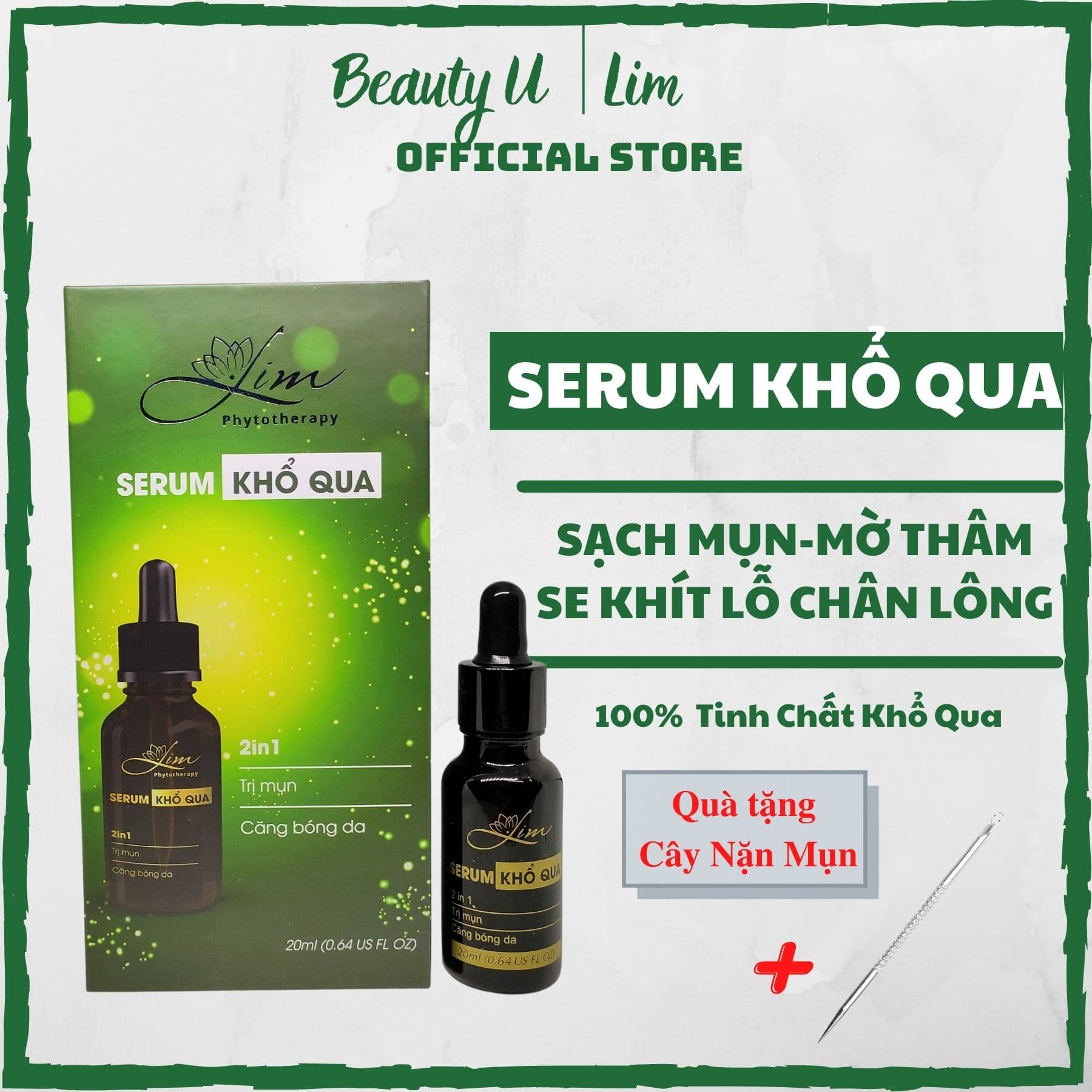 Serum Trị Mụn Mờ Thâm Tinh Chất Khổ Qua LimFarm - Hỗ Trợ Trị Mụn Mờ Thâm Phục Hồi Da Chống Lão Hóa Chống Lão Hóa