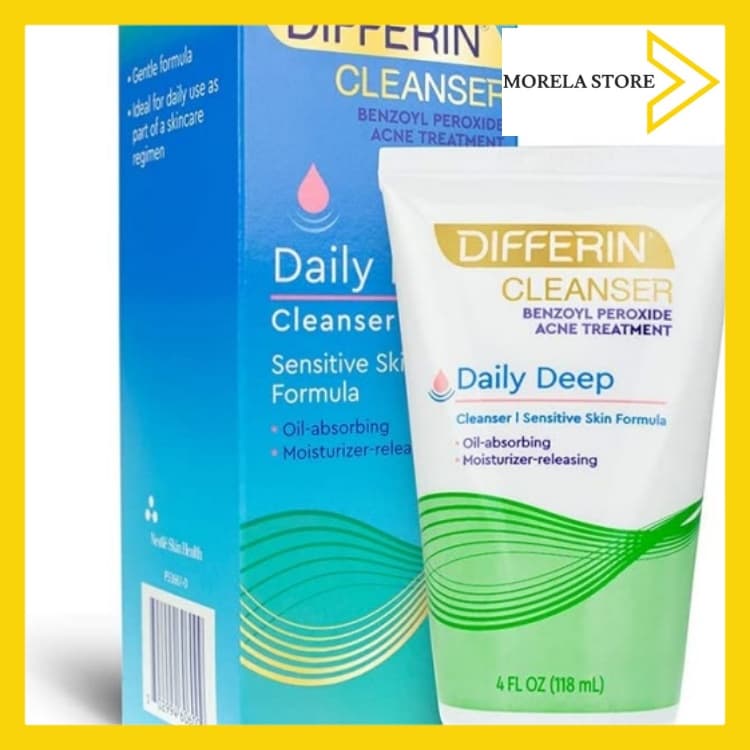 [HCM]Sữa rửa mặt giảm mụn dành cho da nhạy cảm Differin Daily Deep Cleanser Benzoyl Peroxide  5%  118ml