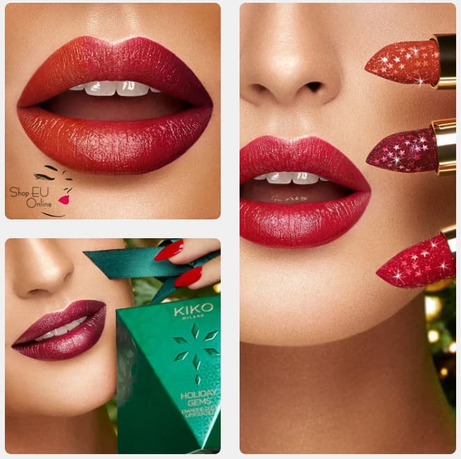 Kiko - Sét 3 son kiko - Holiday Gems Diamond Dust Lipstick: Bộ 3 son hoàn hảo- lấp lánh- Italia