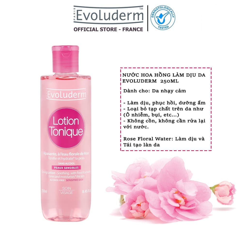 Nước hoa hồng dành cho da thường Evoluderm Lotion 250ml
