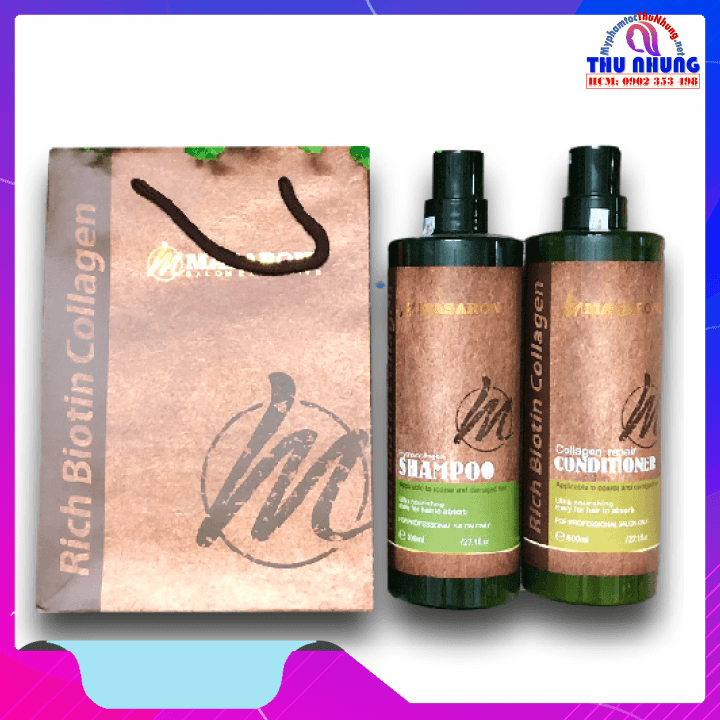 [HCM]Bộ dầu gội xả phục hồi siêu mượt tóc Masaroni Rich Biotin Collagen repair Shampoo & Conditioner 800ml