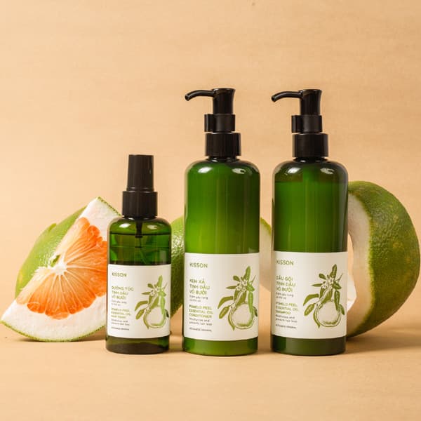 Bộ 3 sản phẩm chăm sóc tóc chiết xuất từ tinh dầu vỏ bưởi giúp ngăn ngừa rụng tóc và kích thích mọc tóc  KISSON 145ml/300ml/300ml