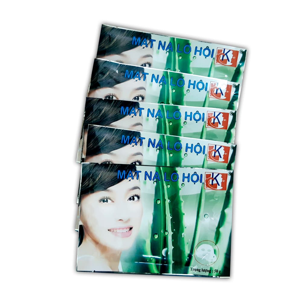 Combo túi 10 miếng mặt nạ dưỡng da LK chiết xuất Lô Hội Nha Đam 50g (Aloe Vera Mask 50g)