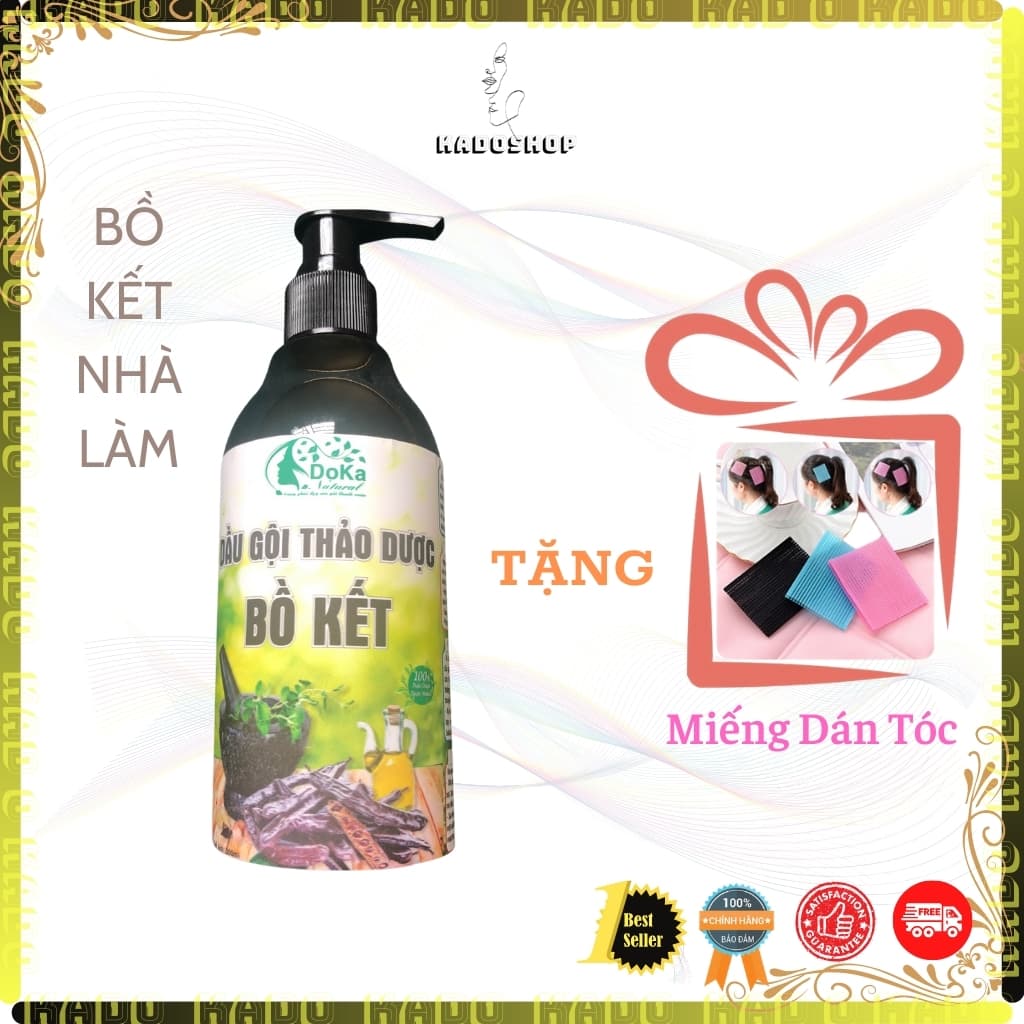Dầu Gội Thảo Dược Bồ Kết Cô Đặc Nhà Nấu DOKA Natural - Chai Vòi Xịt 300ml (Sạch Gàu Hết Rụng Không Còn Nấm Ngứa)