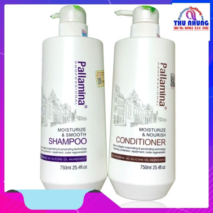 [HCM]Bộ dầu gội xả Collagen Pallamina Moisturize & Smooth phục hồi siêu mượt tóc cao cấp 750ml