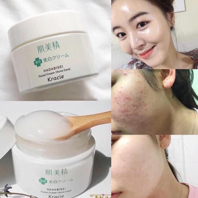Kem dưỡng ngừa mụn trắng da Kracie Hadabisei Facial Cream 50g - Nhật Bản
