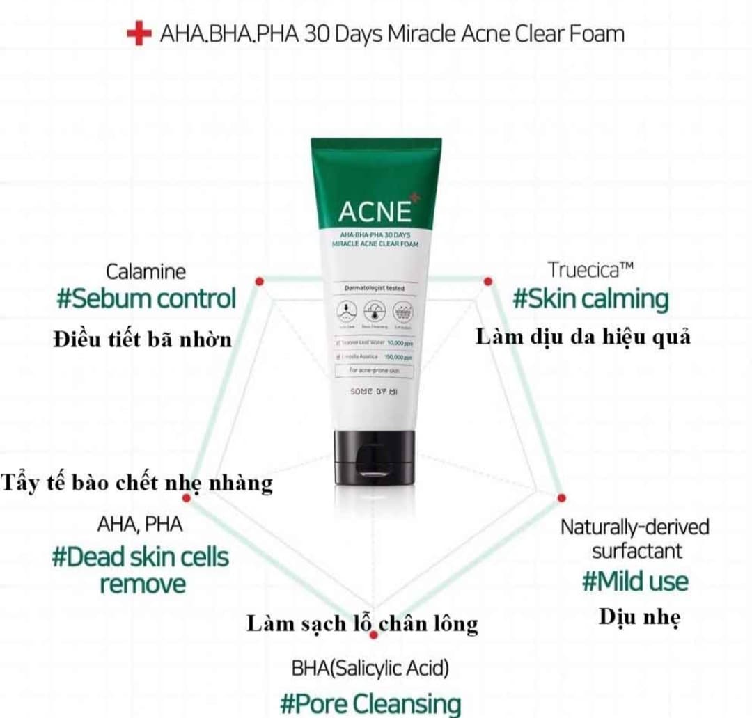 Sữa rửa mặt giúp giảm và ngăn ngừa mụn Some By Mi AHA-BHA-PHA 30 days miracle acne clear foam