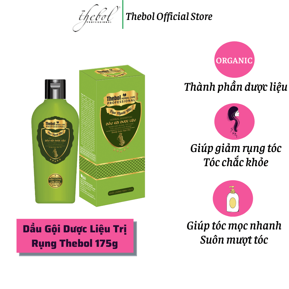 [HCM]Dầu Gội Giảm Rụng tóc kích thích mọc tóc mềm mượt Chiết Xuất Từ Dược Liệu Sạch Thebol 175g