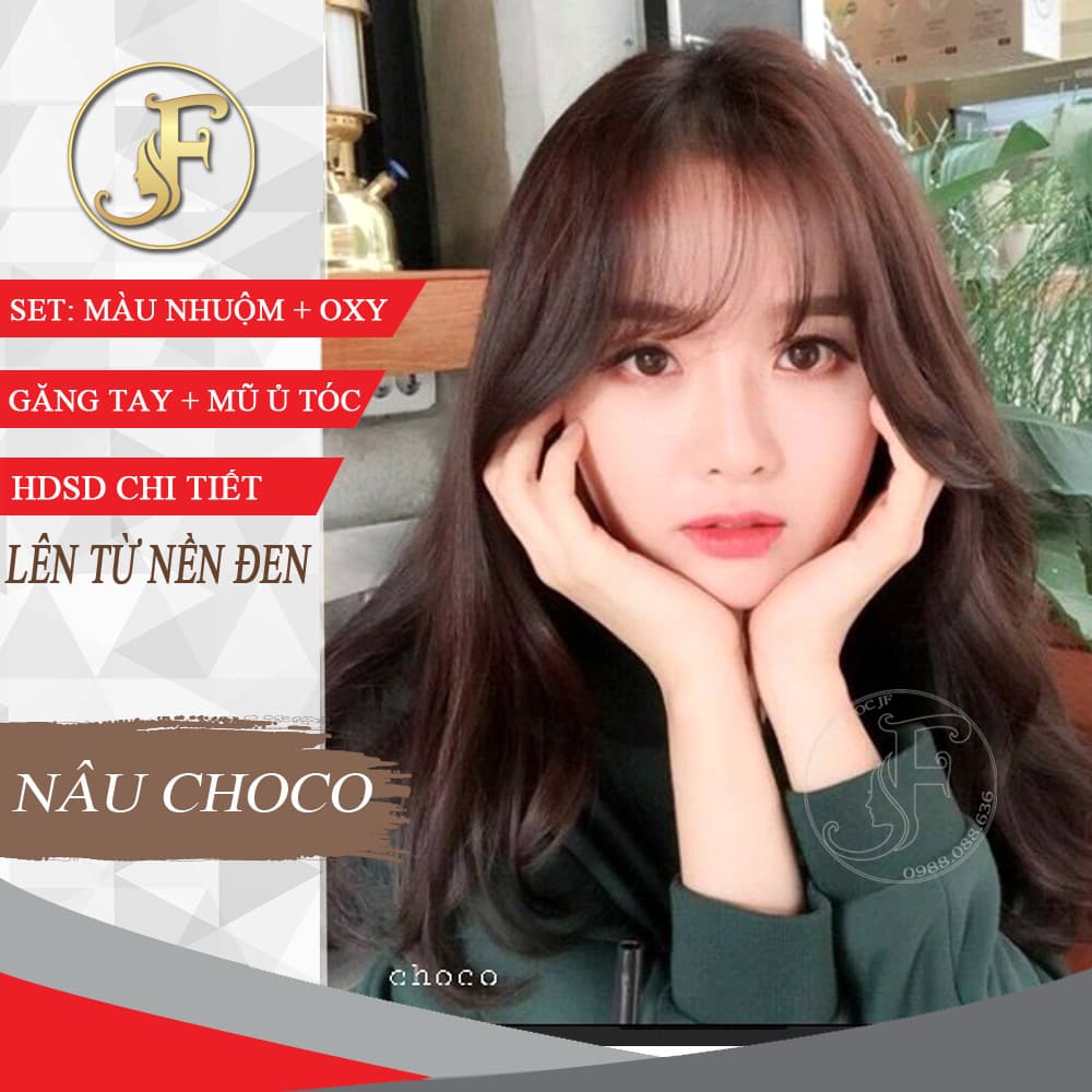 [HCM]Kem nhuộm tóc tại nhà màu nâu choco-Nhuộm Trên Nền Tóc Đen- tặng oxy