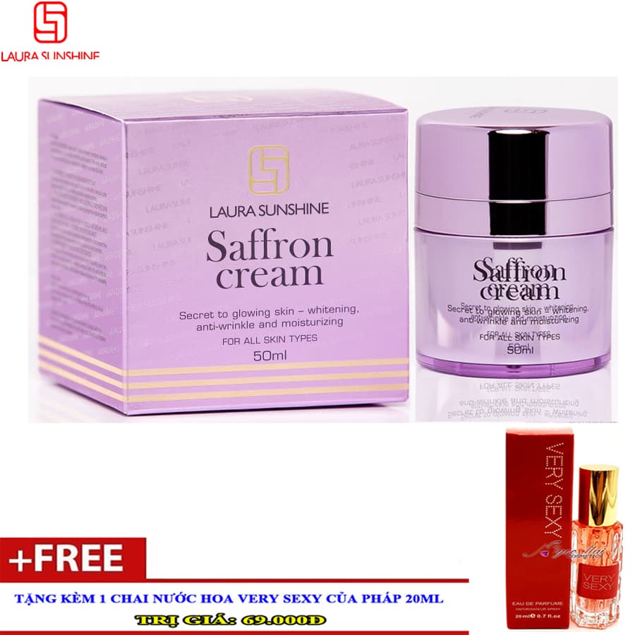 [HCM]Kem dưỡng trắng da Nhụy hoa nghệ tây Saffron Cream LAURA SUNSHINE - 50ml (Quà Tặng)