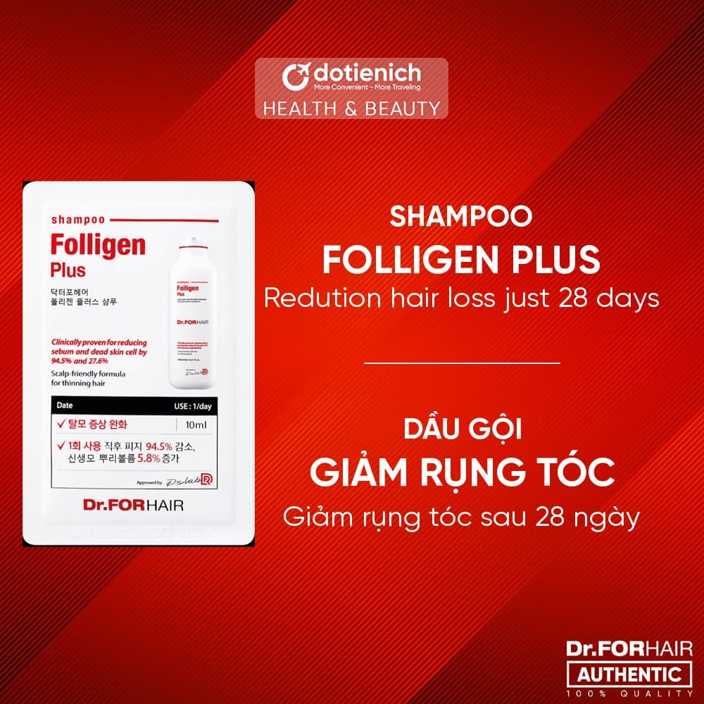 [HCM]QUÀ TẶNG - 1 GÓI Dầu gội giảm/chống rụng tóc Dr.FORHAIR/Dr For Hair kích thích mọc tóc Folligen Plus Shampoo