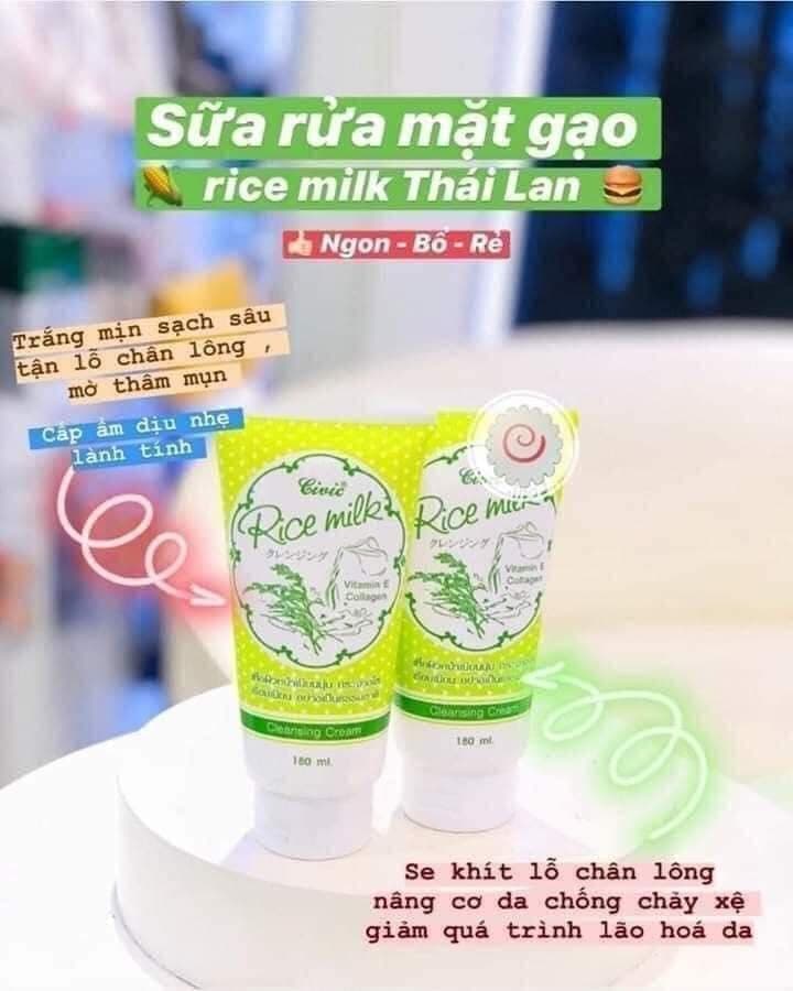SẠCH NHỜN SÁNG MỊN DA] Bộ 2 tuýp Sữa Rửa Mặt Gạo Civic Rice Milk Thái Lan (180ml x 2) giúp sạch nhờn ngừa mụn an toàn cho da - Tươi shop