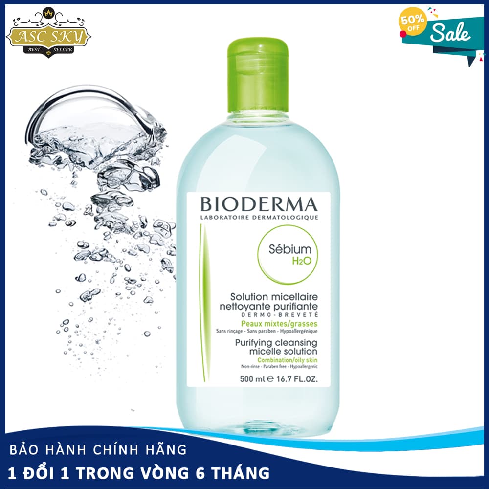 [HÀNG NHẬP KHẨU] Nước Tẩy Trang Bioderma 500ml Nước Tẩy Trang Cho Da Dầu Mụn Loại bỏ mọi bụi bẩn lớp makeup trên khuôn mặt Mang lại cảm giác tươi mới