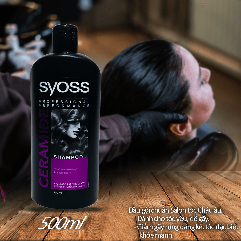 [Chính hãng] Dầu gội chuẩn salon tóc dành cho tóc yếu dễ gãy Syoss Ceramide 500ml [Giá tại kho]