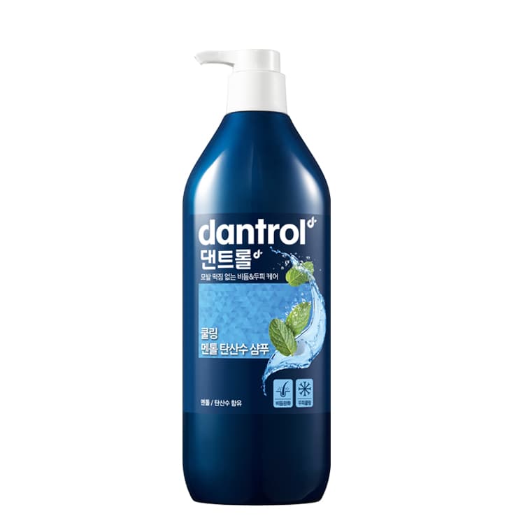 Dầu gội bạc hà mát lạnh giảm gàu Dantrol Shampoo Hàn Quốc 820ml - Chai xanh