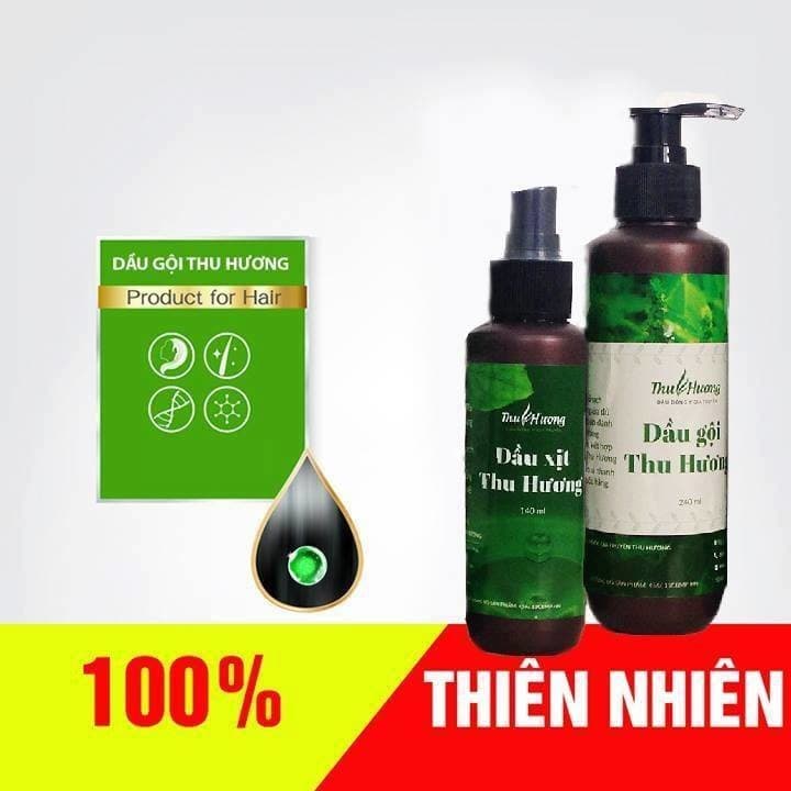 Dầu gội Thu Hương - Combo 4 dầu gội 250ml 4 dầu xịt 150ml - Tặng kèm tinh dầu giảm hôi nách hôi chân Thu Hương