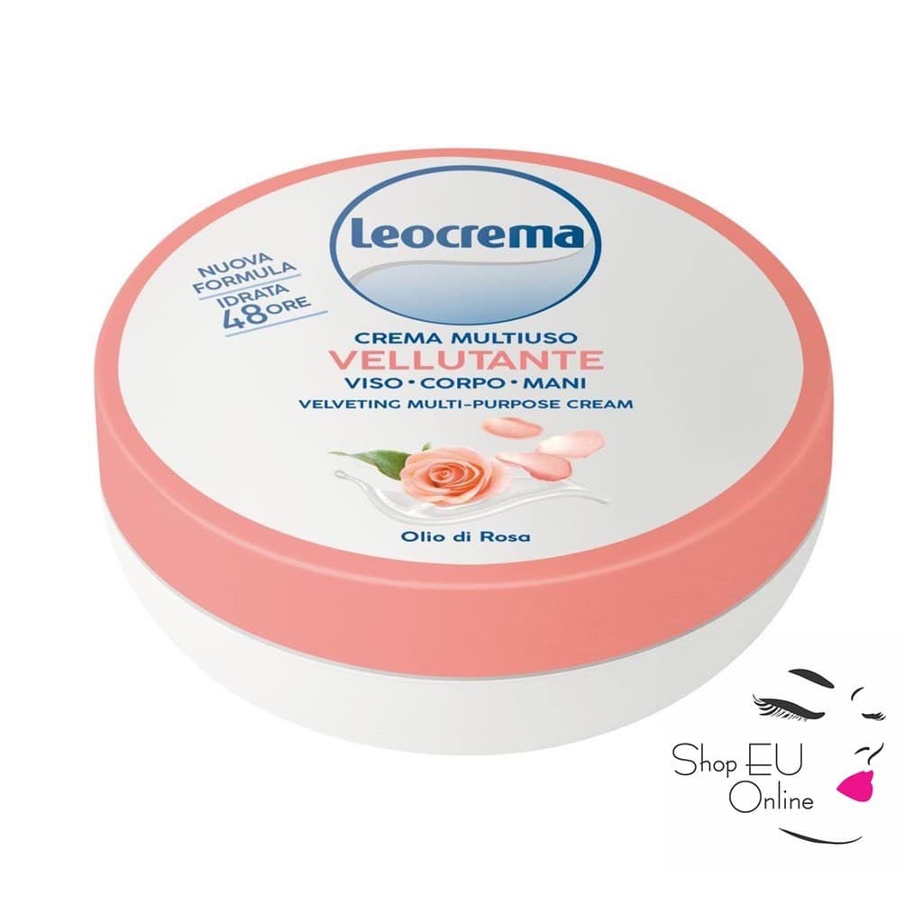 Kem Dưỡng Ẩm Chiết xuất từ Hoa Hồng dùng cho da mặt da tay body giữ ẩm 48 giờ LEOCREMA - Italy