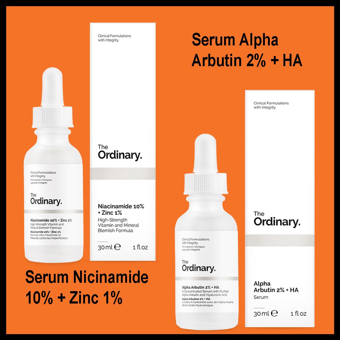 Combo The Ordinary Niacinamide 10% + Zinc 1% The Ordinary Alpha Arbutin 2% + HA