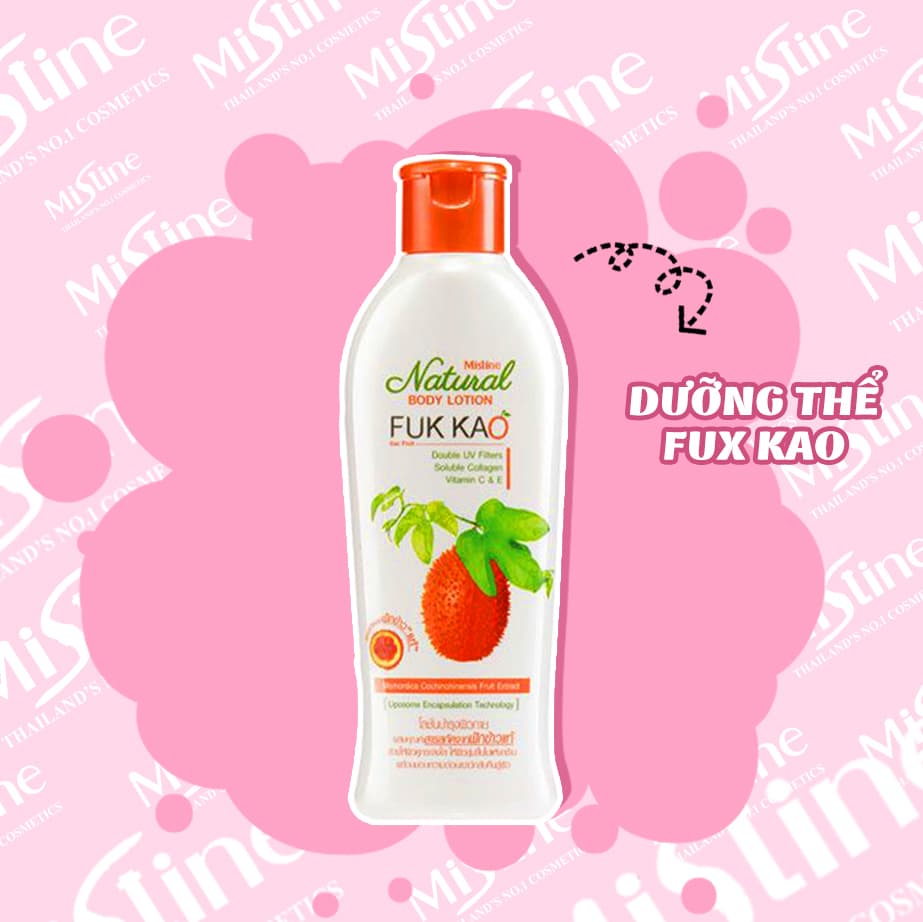 Sữa dưỡng thể trắng và dưỡng ẩm Mistine Natural Body Lotion Fuk Kao Thái Lan 200ml - Tinh chất từ Gấc
