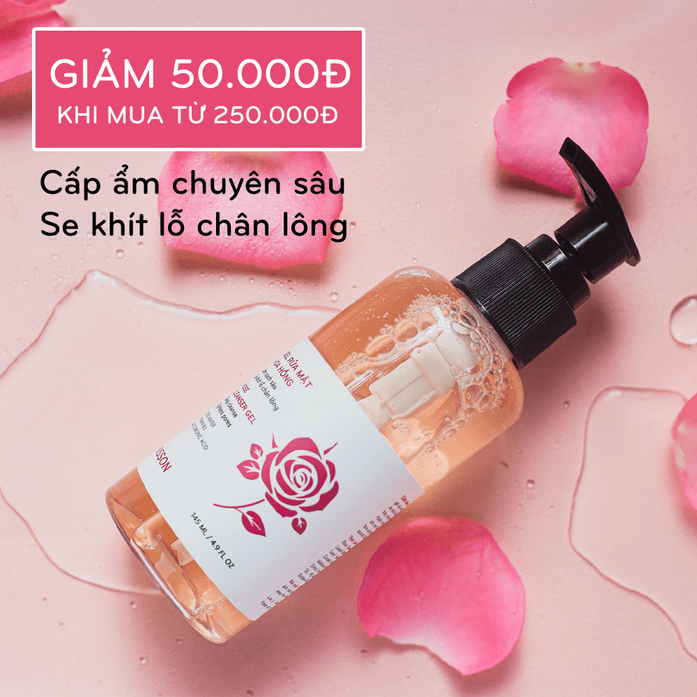 Sữa rửa mặt hoa hồng làm sạch sâu se khít lỗ chân lông KISSON 145ml giúp cân bằng ẩm giúp da mềm mịn và tươi sáng