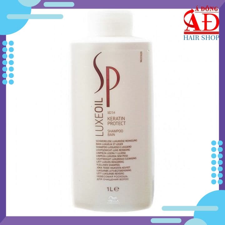Dầu gội phục hồi tóc Wella SP Luxeoil Keratin Protect Shampoo chính hãng Đức 1000ml + Kèm vòi