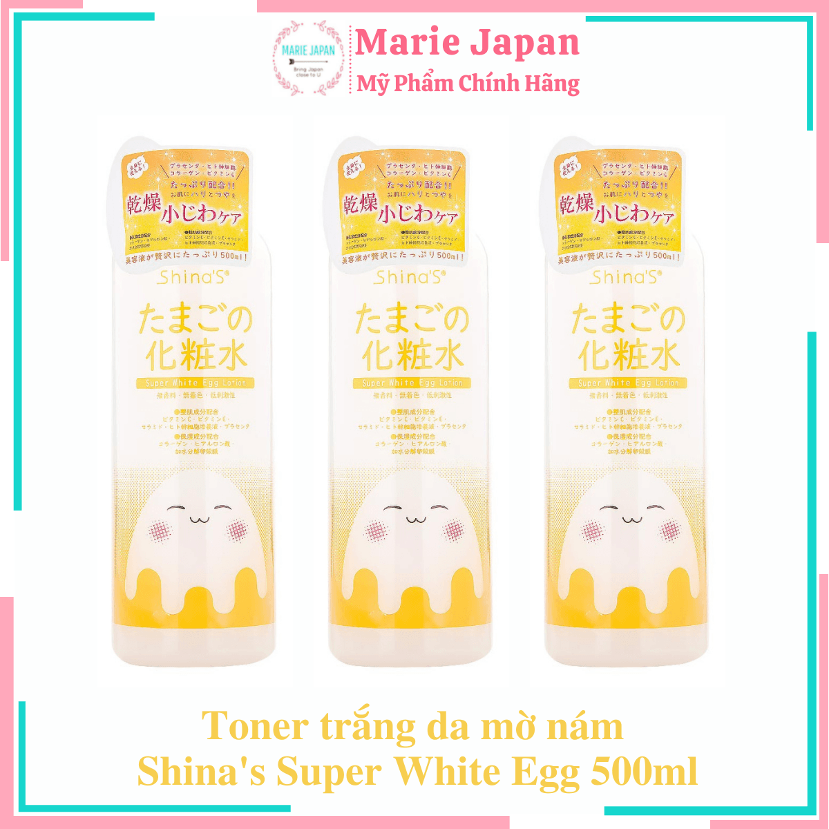 [HCM]Toner trắng da mờ nám chiết xuất trứng gà Shinas Super White Egg Lotion 500ml