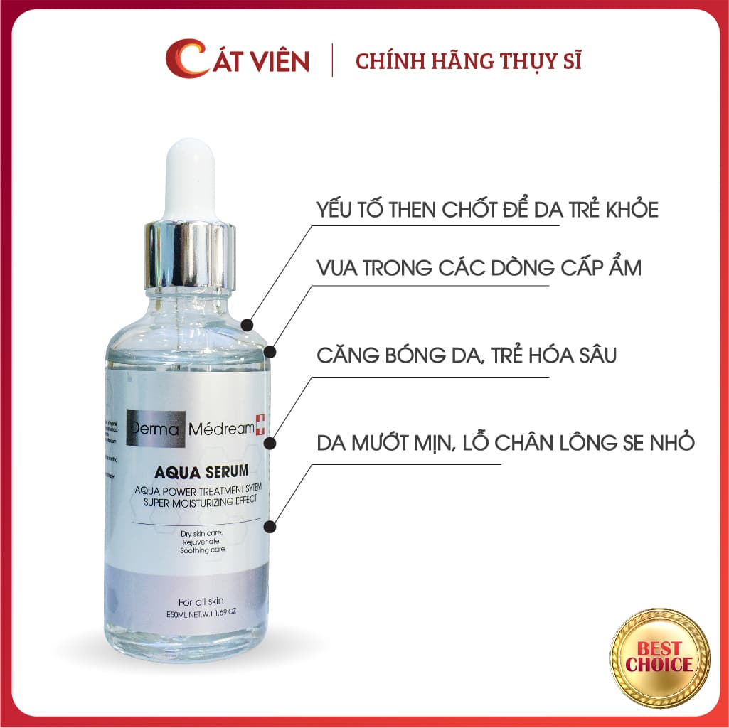 Serum dưỡng ẩm cấp nước Aqua Derma Medream phục hồi da căng bóng da trẻ hóa chống lão hóa - chai 50ml