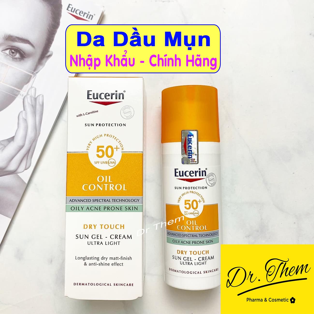 Kem Chống Nắng Eucerin Cho Da Dầu Mụn Eucerin Sun Gel-Cream Dry Touch Oil Control SPF50+ 50ml - Giảm Nhờn - Dr Thêm