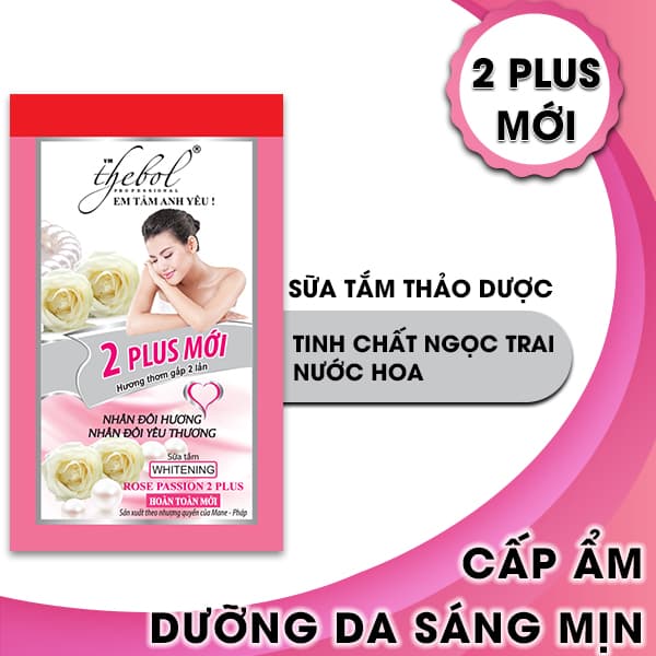 [HCM]Sữa tắm nước hoa thảo dược tinh chất ngọc trai dưỡng ẩm trắng da mềm mịn thơm nhẹ nhàng 2 Plus Thebol 12 gói x 6g
