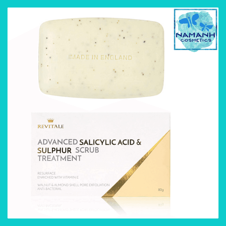 Xà bông cục cho da mụn trẻ hóa thu nhỏ chân lông Revitale Advanced Salicylic Acid & Sulphur Scrub Treatment Vitamin E 80g